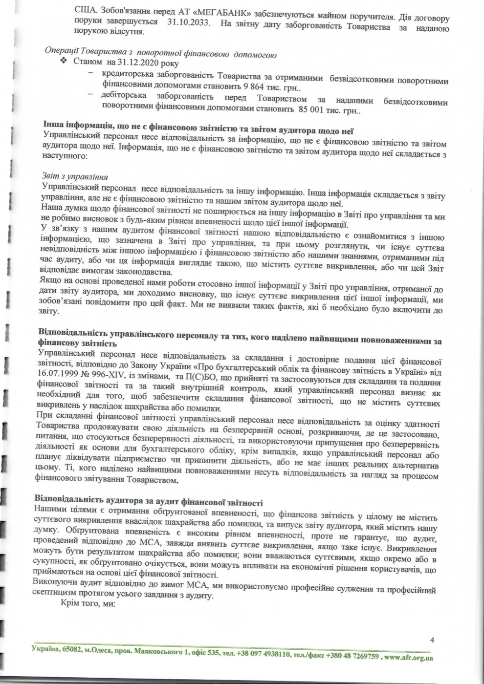Аудиторський звіт 2020, сторінка 4