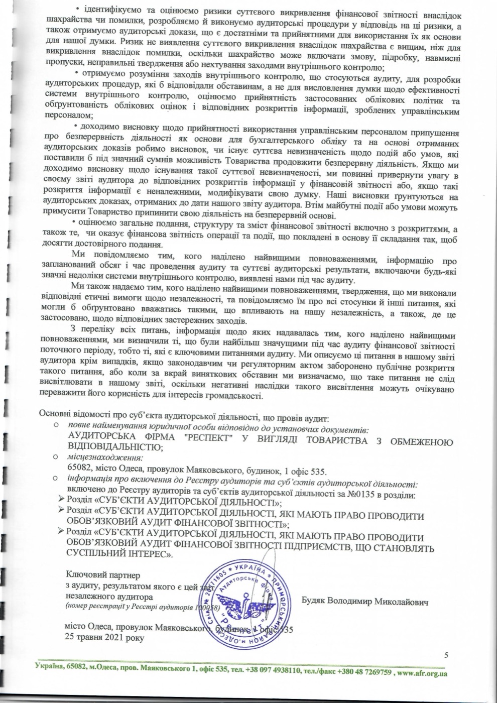 Аудиторський звіт 2020, сторінка 5